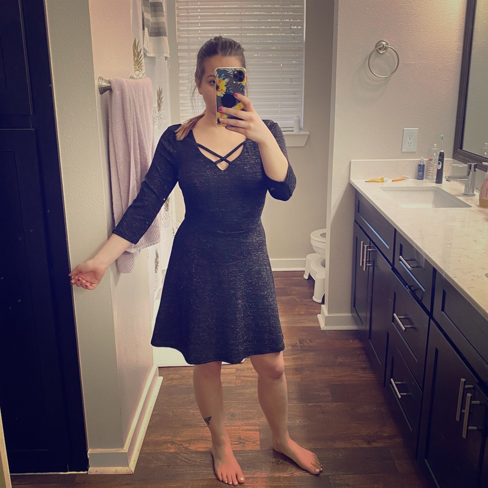 “Three Pink Hearts” Gold Sparkle Dress